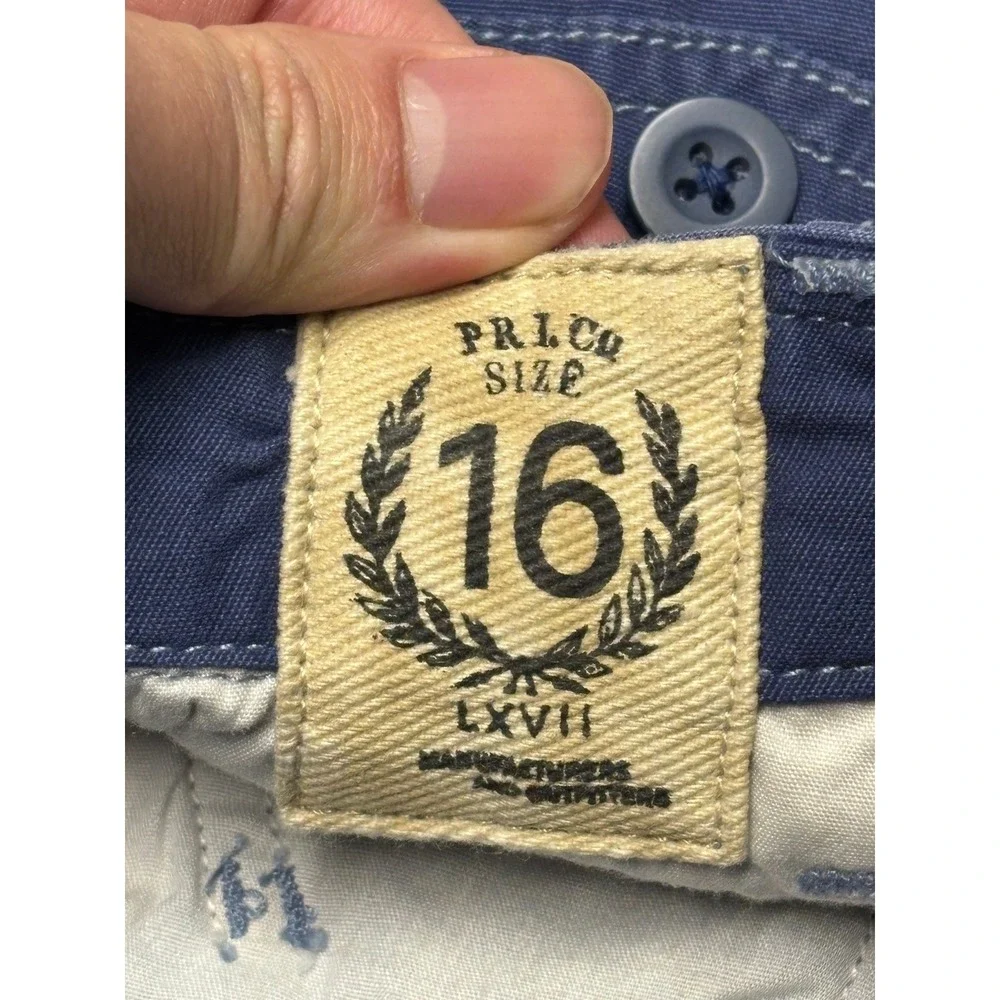 VTG Y2K Polo Ralph Lauren Blue Cargo Pants Wide Leg Zipper Pockets Boys 16 28X29